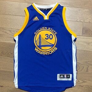 Kids Adidas Blue Official NBA Golden State Curry Jersey